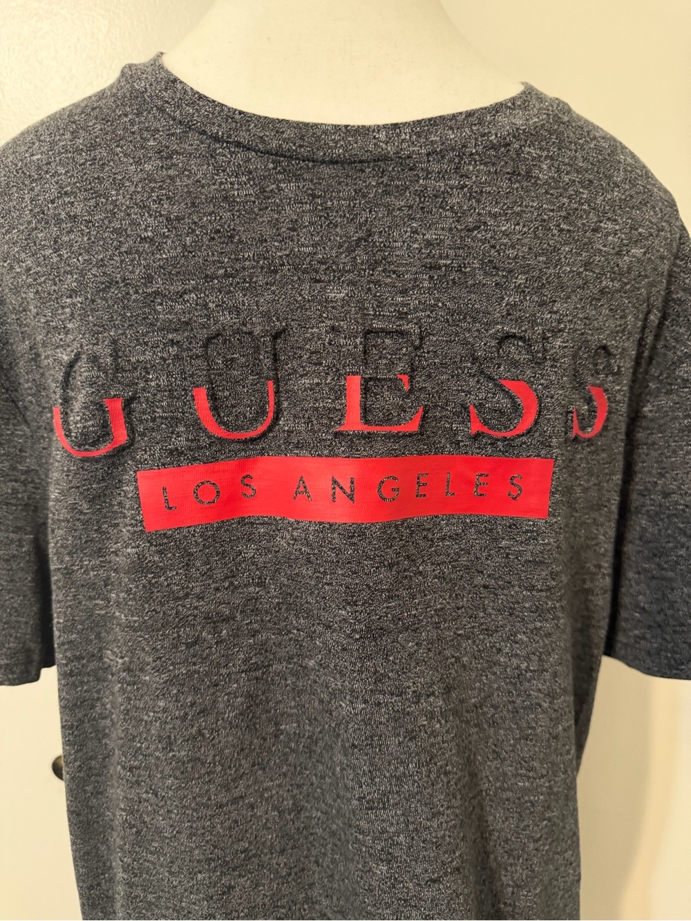 Guess Heather Charcoal Tee with Red Los Angeles Logo
